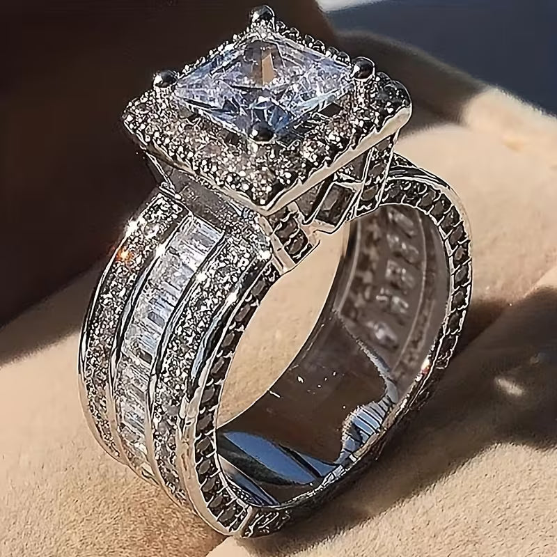 Luxury Square Zirconia Engagement Ring