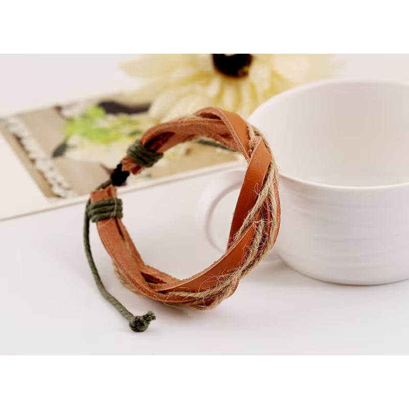 Retro Genuine Leather Woven Bracelet