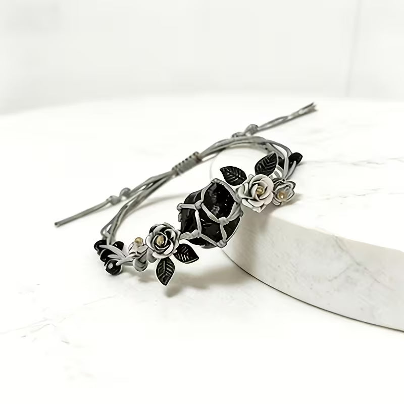 Handmade Black Rose Gothic Bracelet