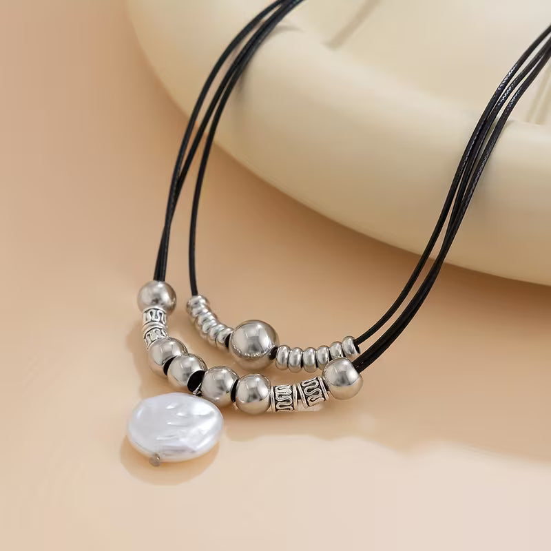 Bohemian Acrylic Pendant Cord Necklace