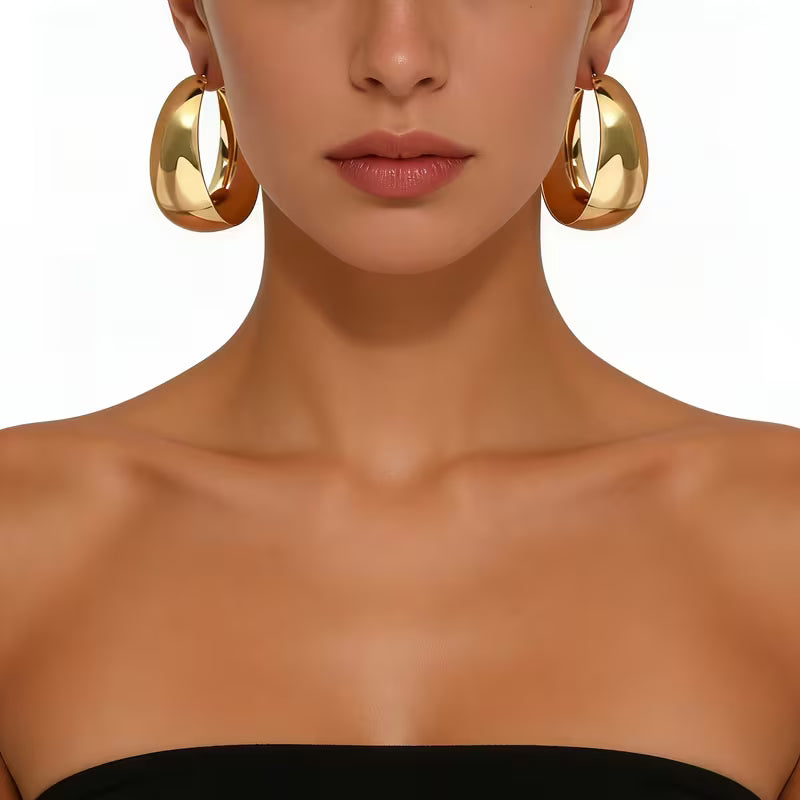 Minimalist Oversized Metallic Hoop Earrings