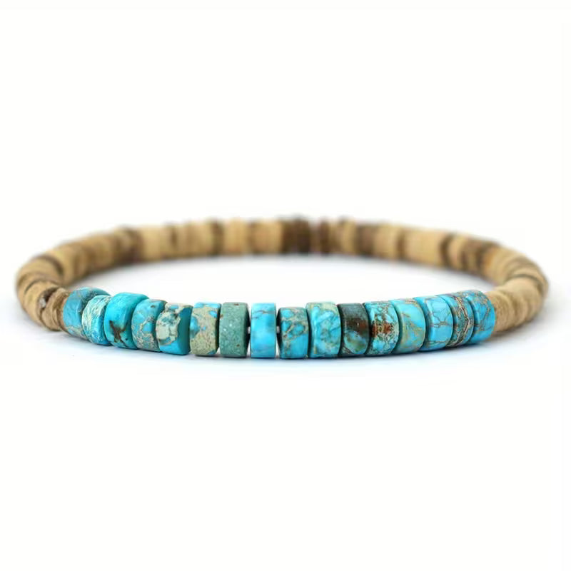 Wooden Bead Turquoise Bracelet