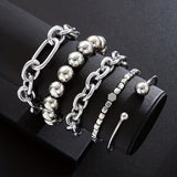 5PCS Chunky CCB Bead Open Bangle Bracelet Set