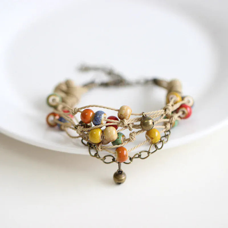 Boho Multilayer Ceramic Bead Bracelet