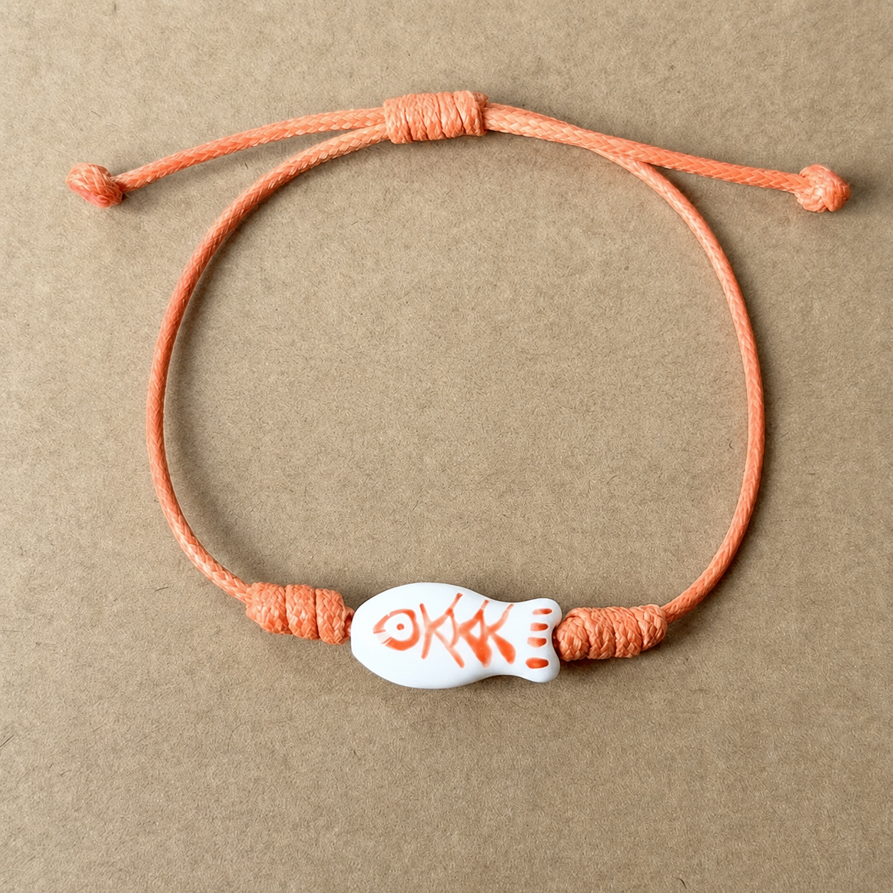 Hand-Painted Ceramic Fishbone Bracelet