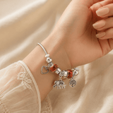 Cute Elephant Bride Rhinestone Charm Bracelet