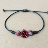 Adjustable Chinese Red Rose Braided Bracelet