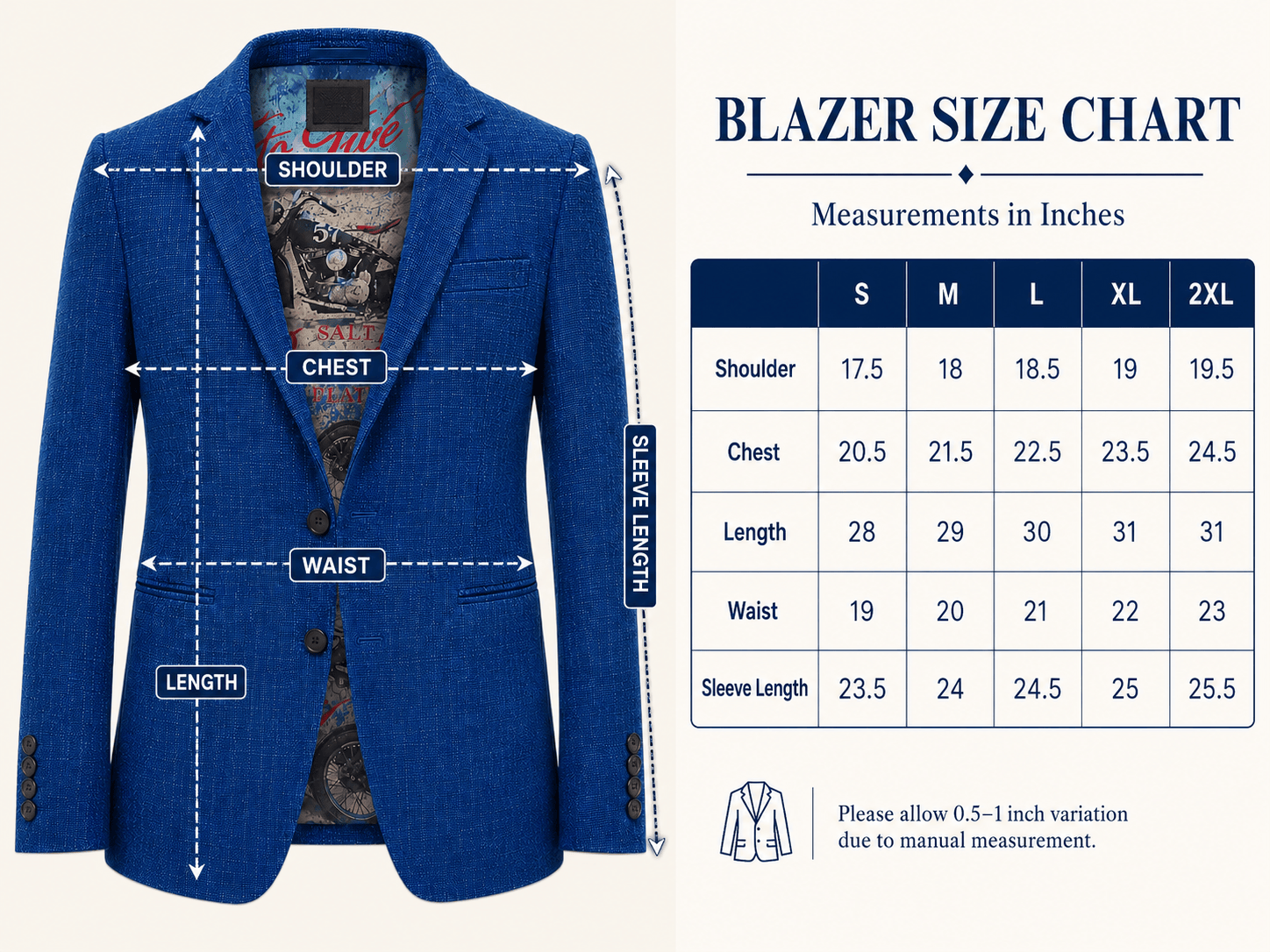 Men's Organic Indigo Dye Sporty Blazer