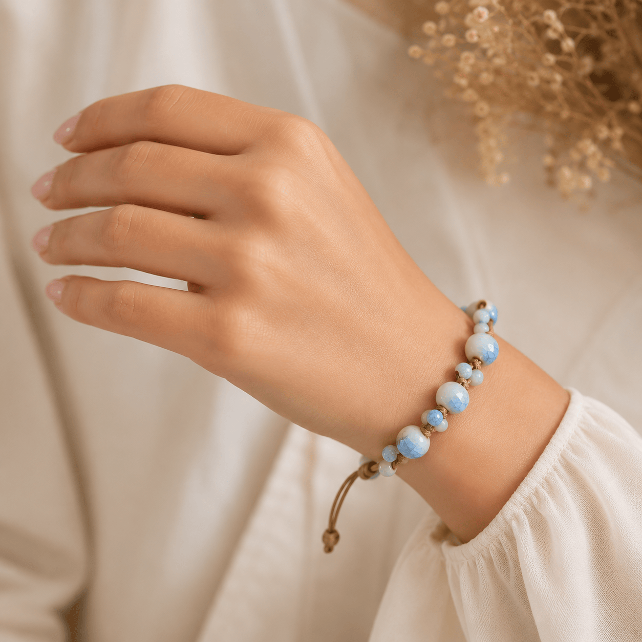 Boho Ceramic Beaded Adjustable Bracelet