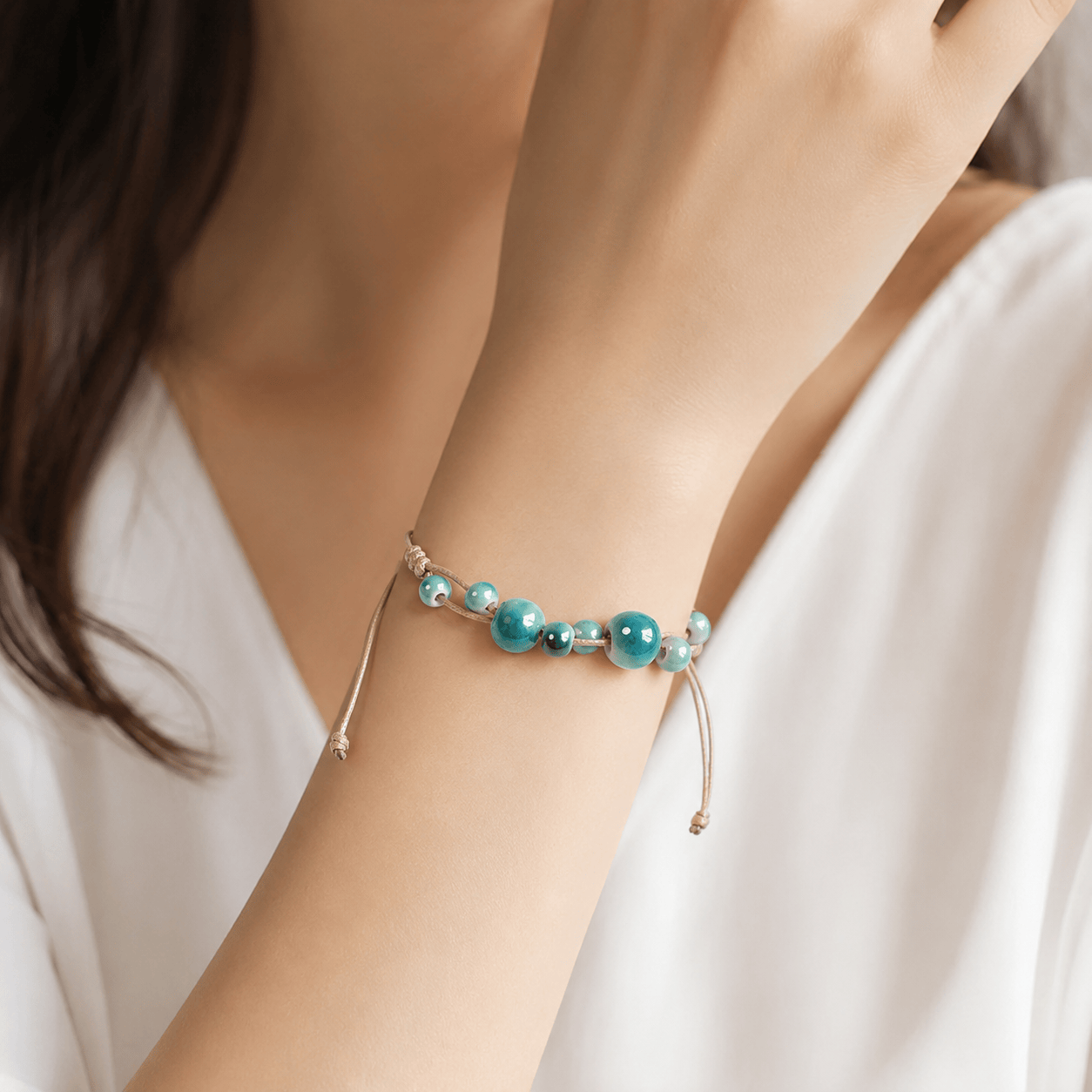 Handmade Ceramic Bead Adjustable Bracelet