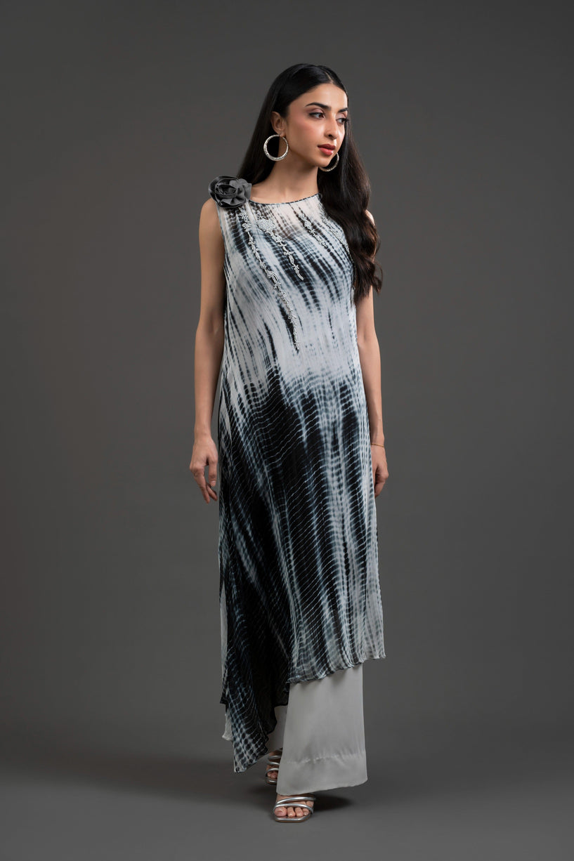 Tie & Dye Sleeveless Beaded Dress