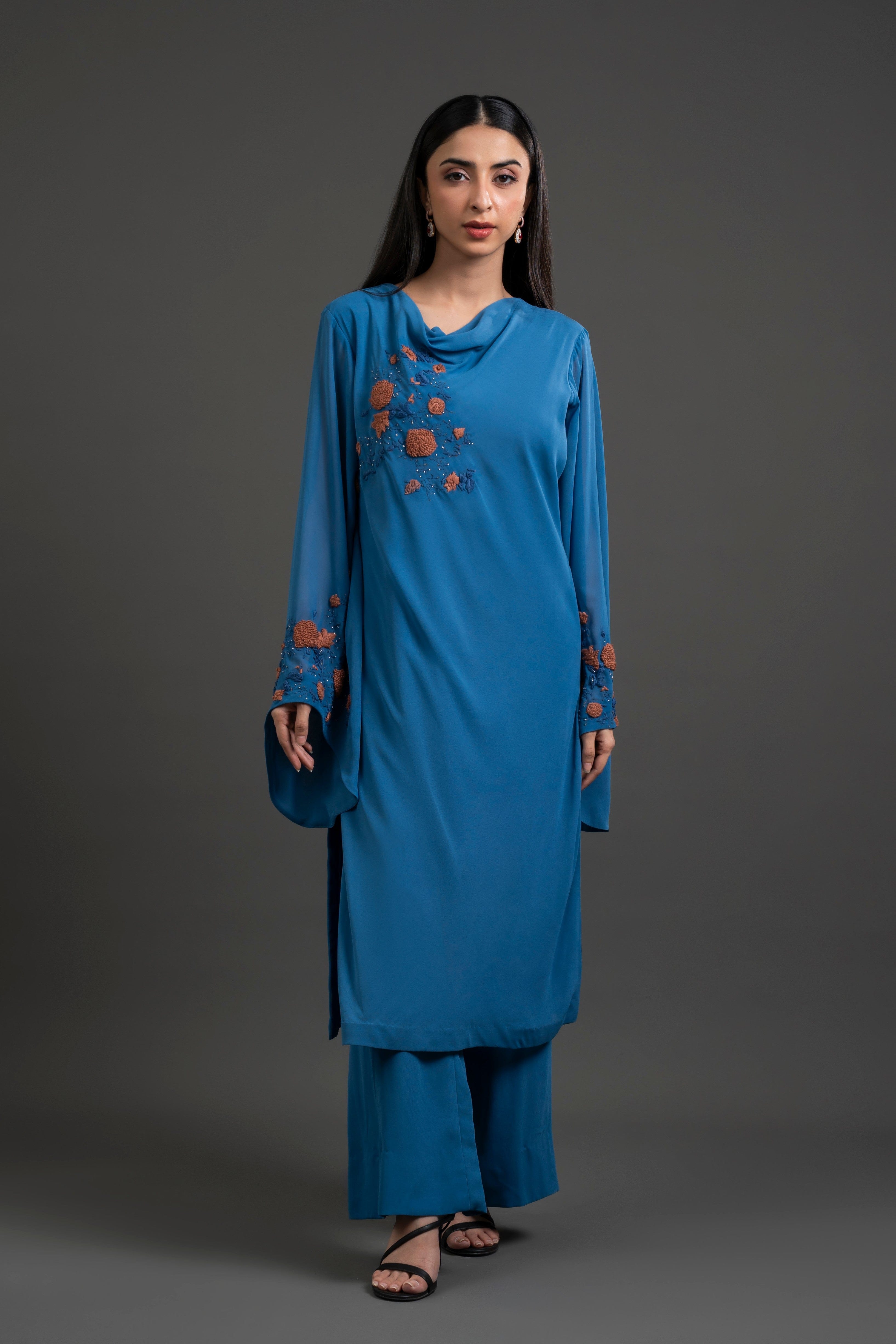 Embellished Teal Kurta