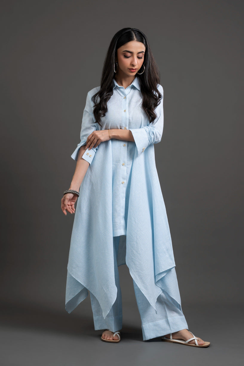 A-Line Cotton Dress with Ruffled Sleeves