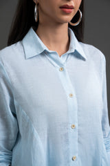 A-Line Cotton Dress with Ruffled Sleeves
