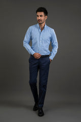 Blue Checker Cotton Button Down Shirt