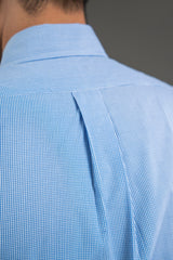 Blue Checker Cotton Button Down Shirt