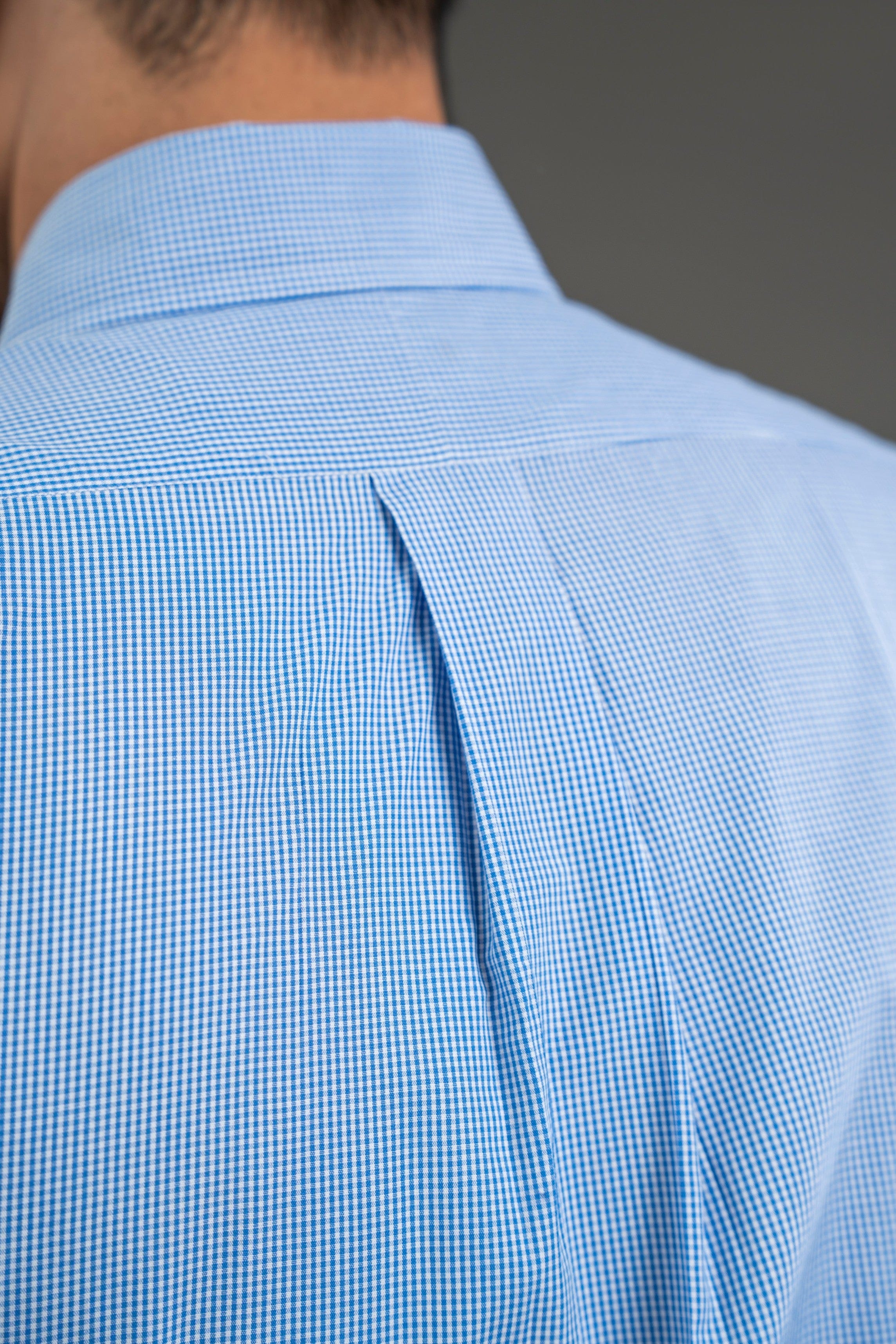 Blue Checker Cotton Button Down Shirt