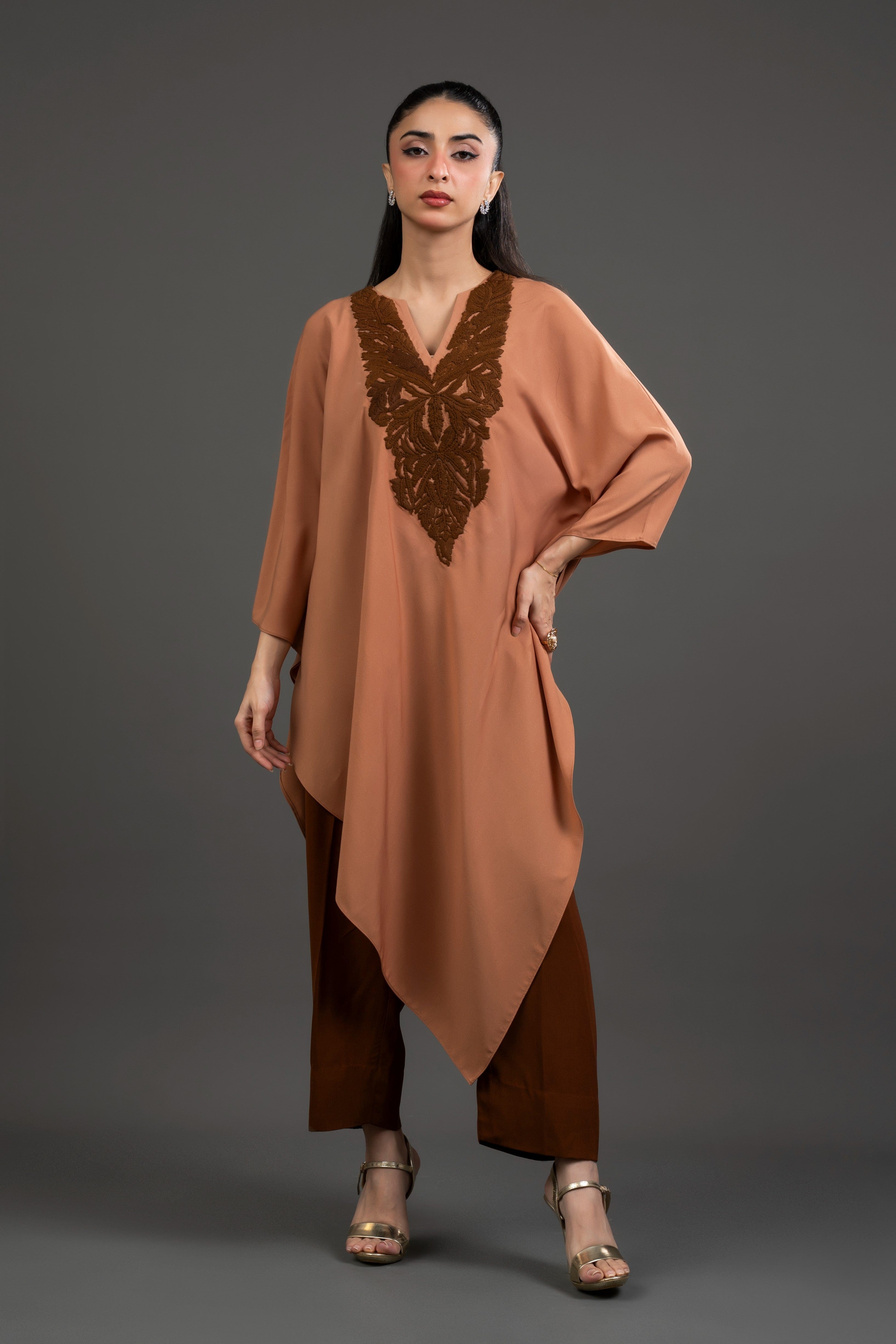 Embroidered V-Neck Kaftan