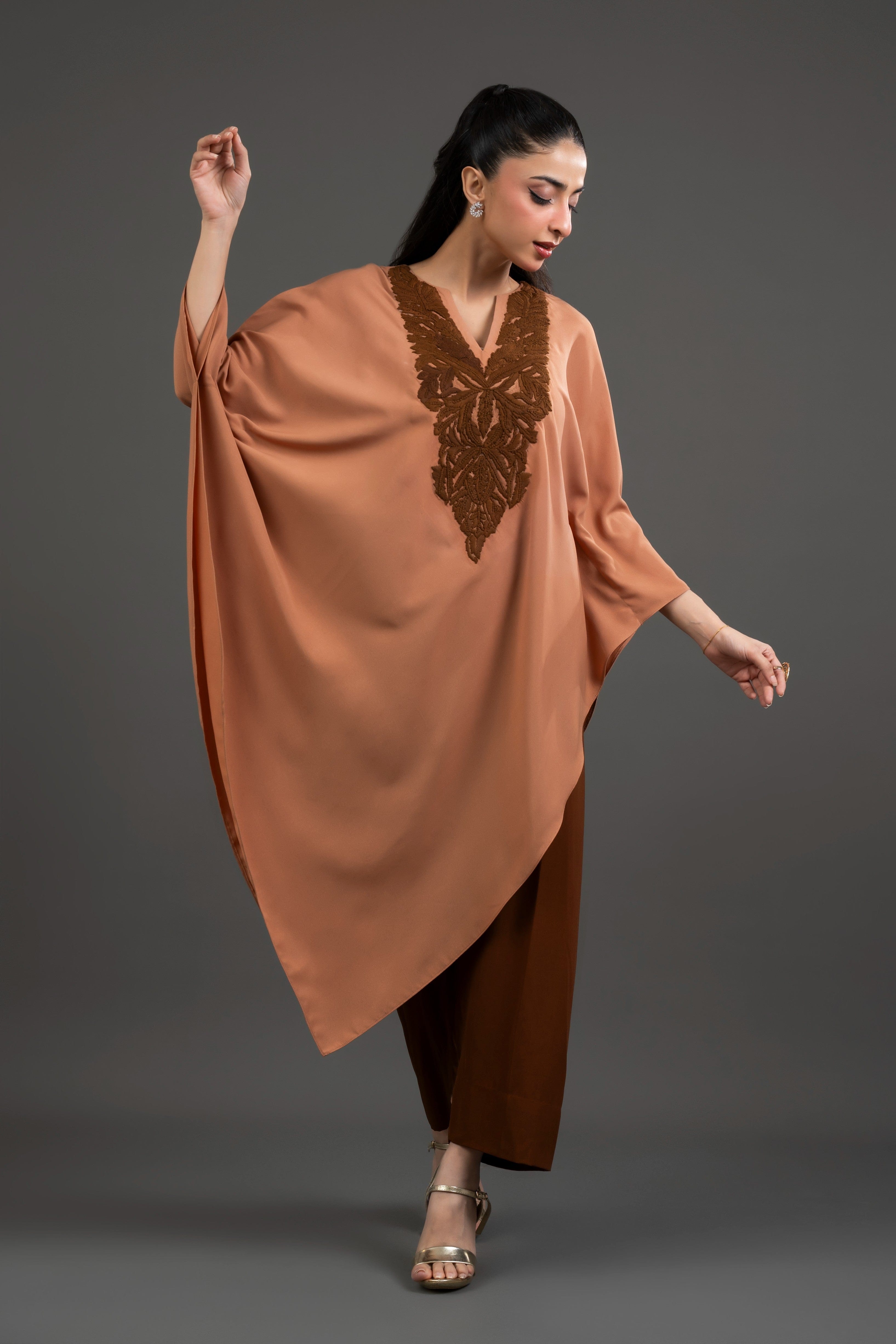 Embroidered V-Neck Kaftan