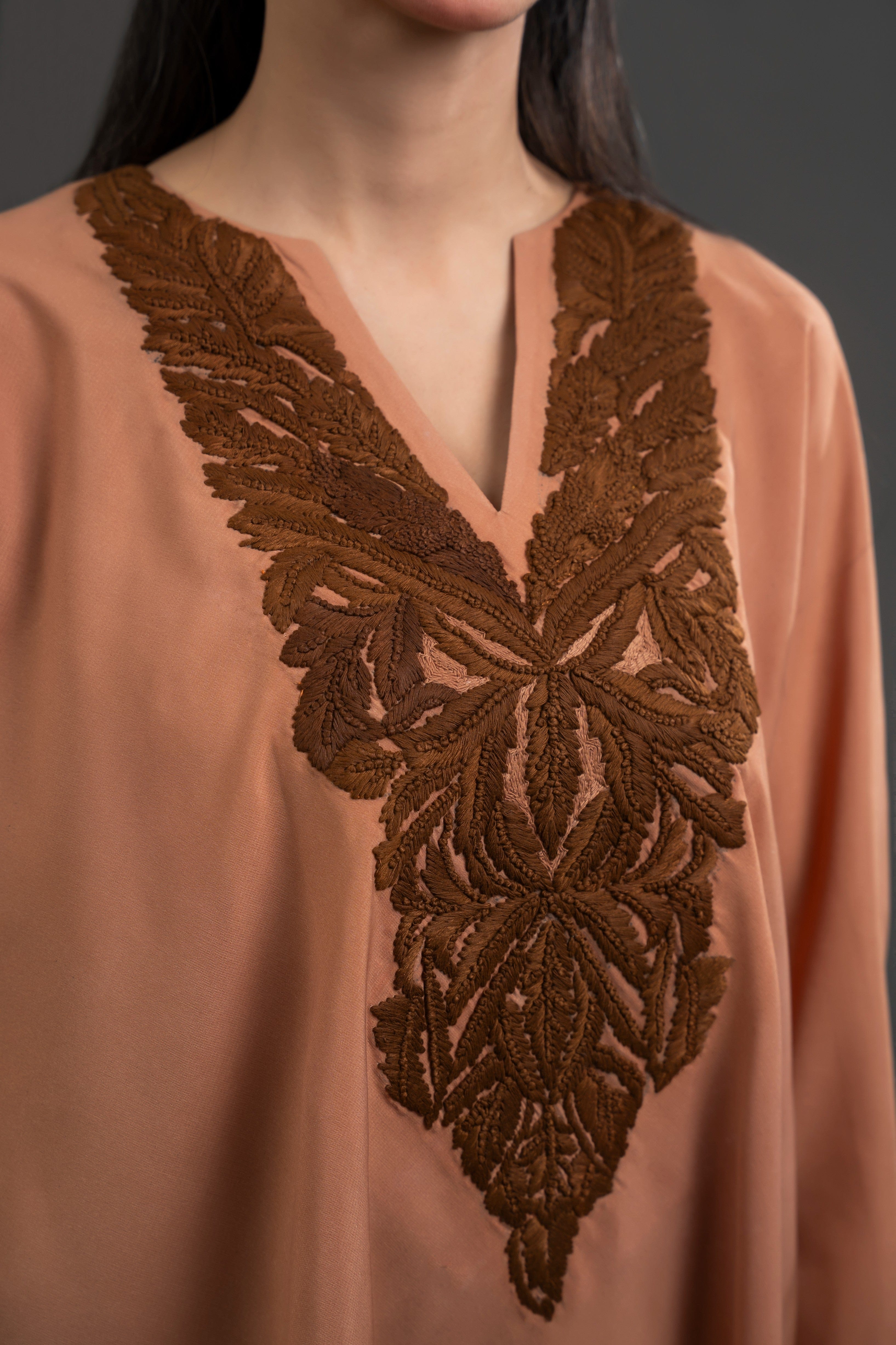 Embroidered V-Neck Kaftan