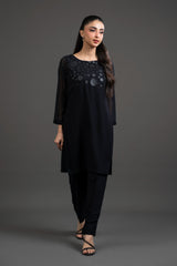 Polka Dot Print Black Chiffon Dress