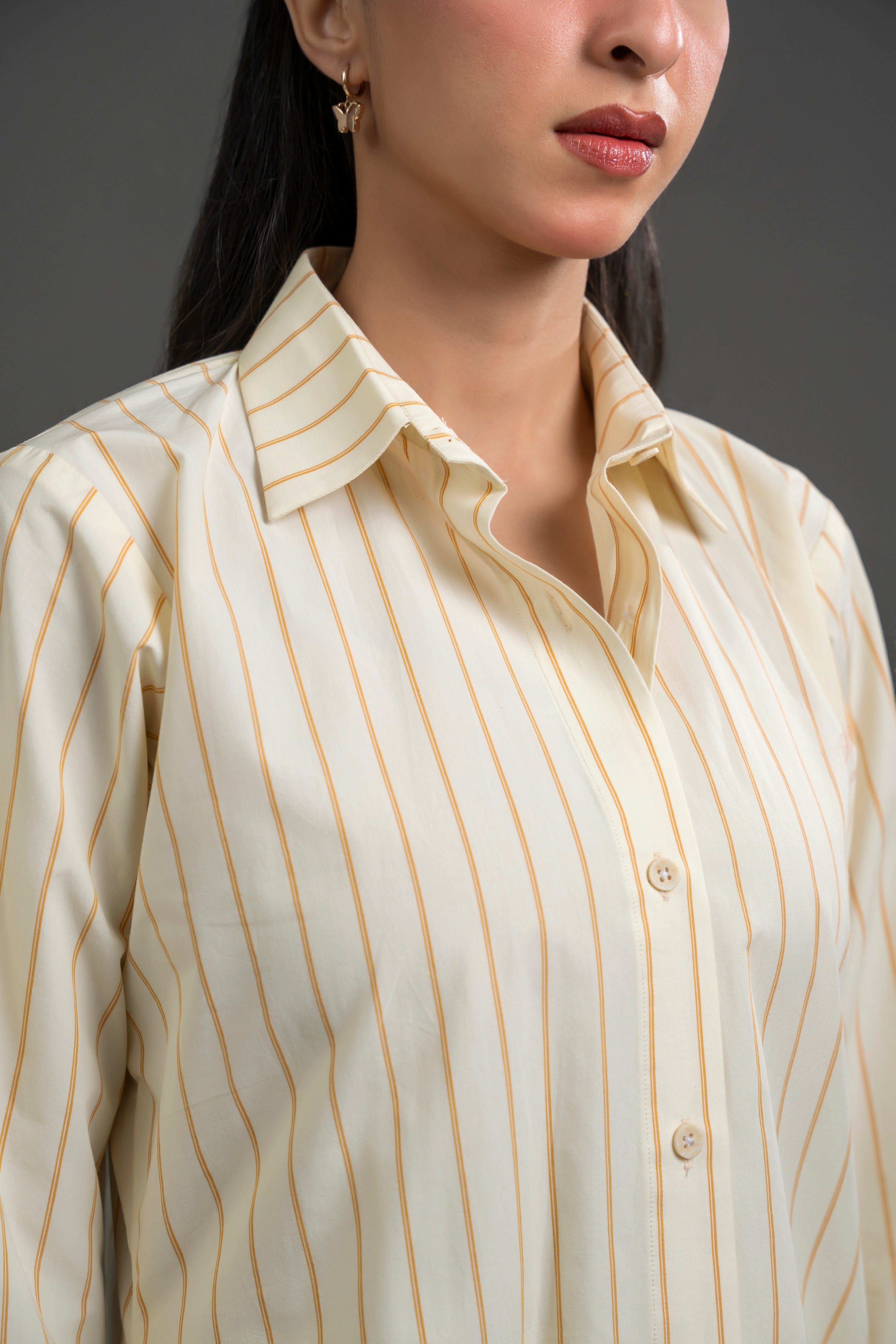 Striped Shirt Dress with Wide-Leg Pants