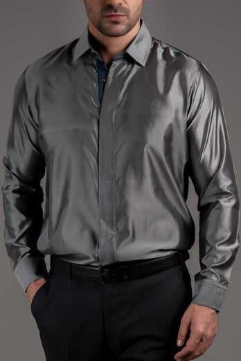 Pure Silk & Denim Couture Shirt