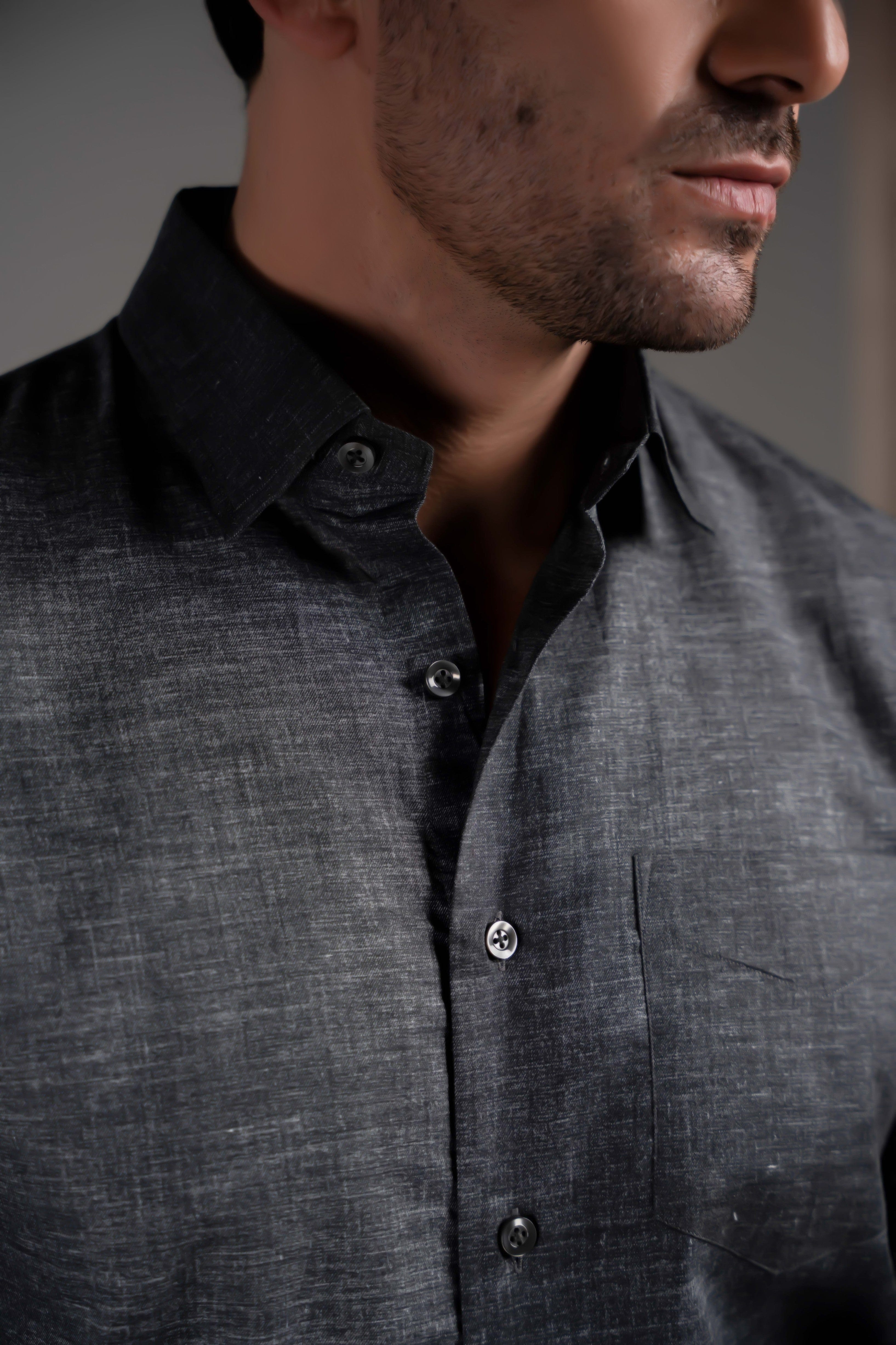 Men's Reverse Printed Cotton Shirt
