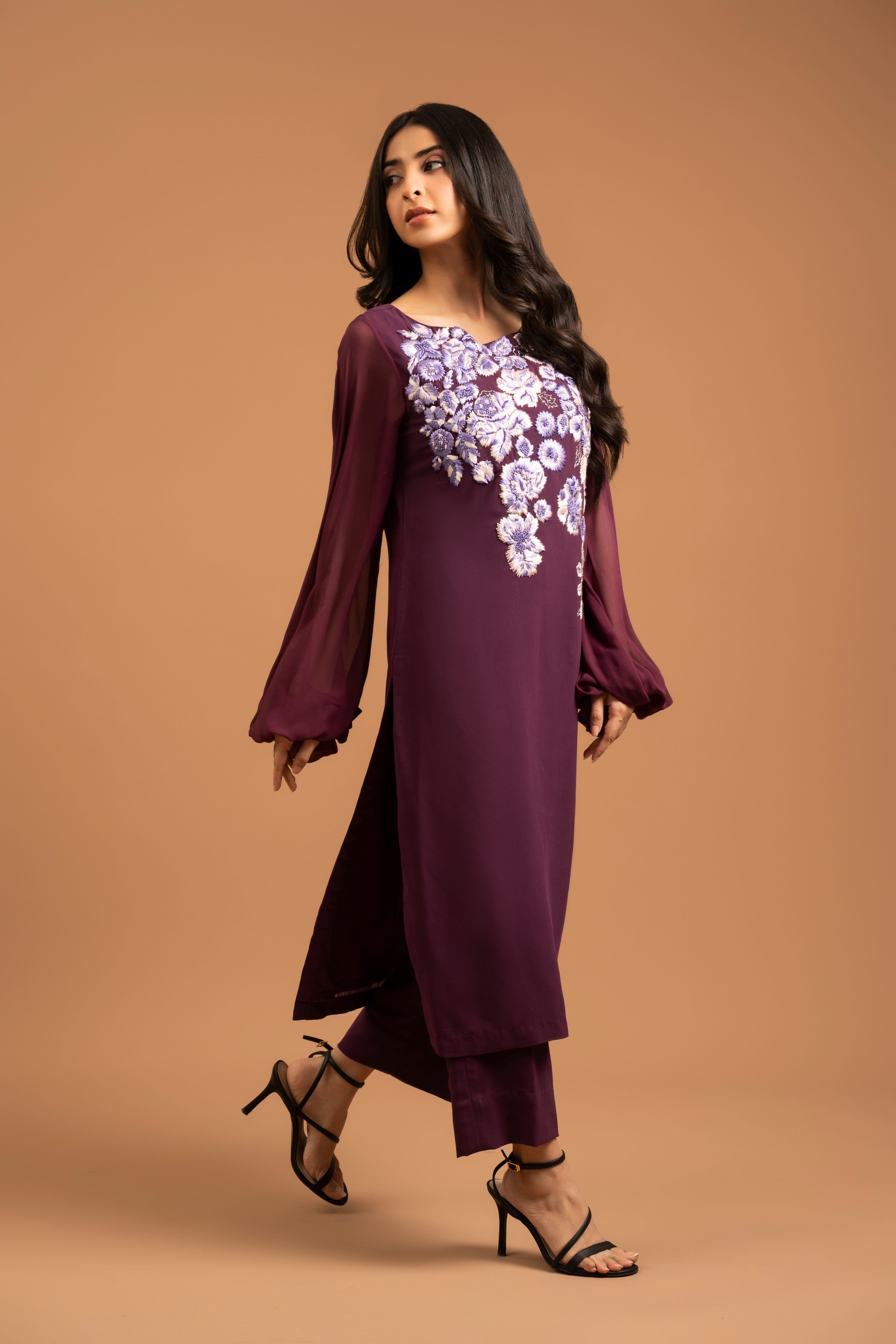 Embroidered Plum Elegance