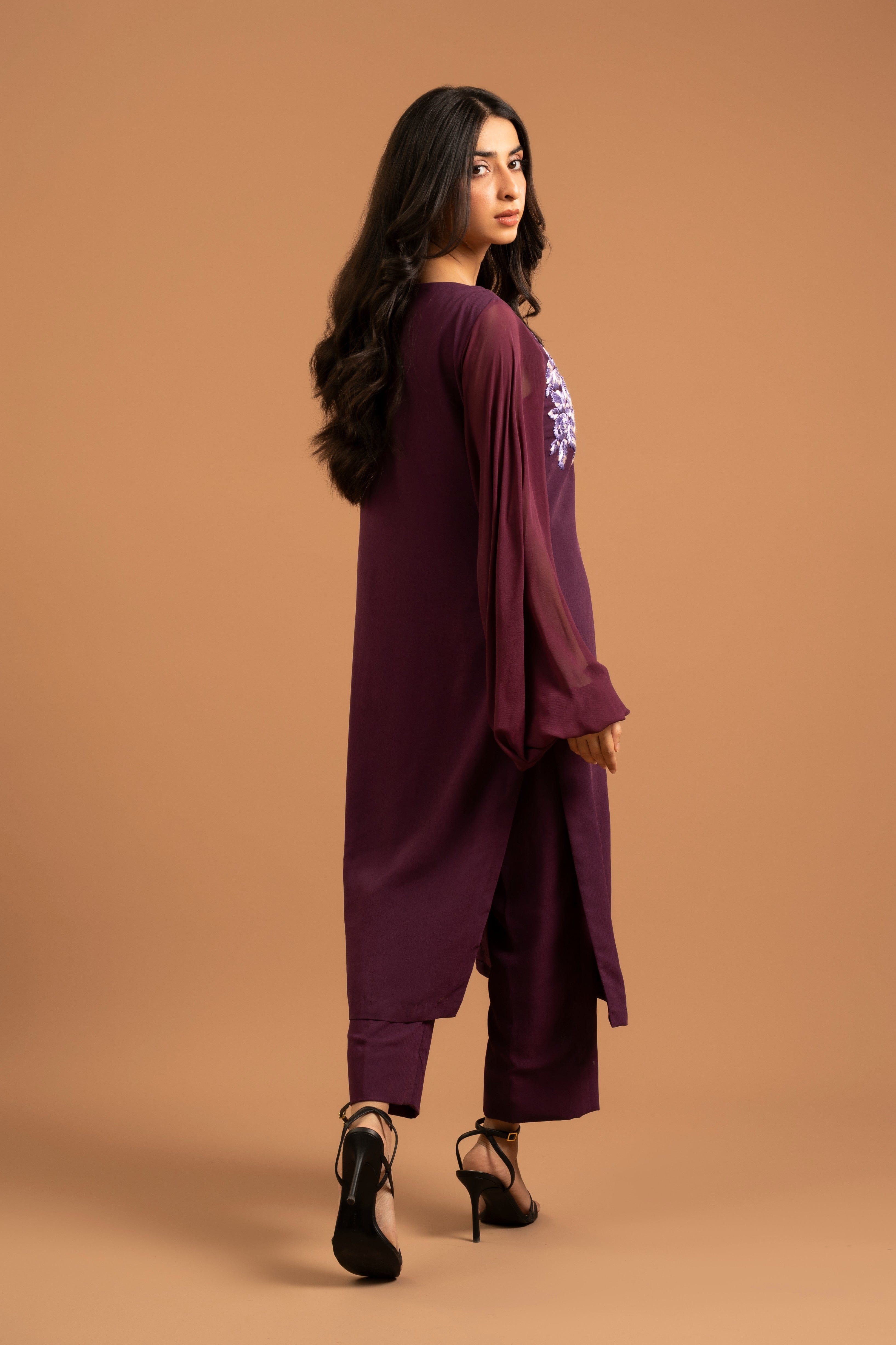 Embroidered Plum Elegance