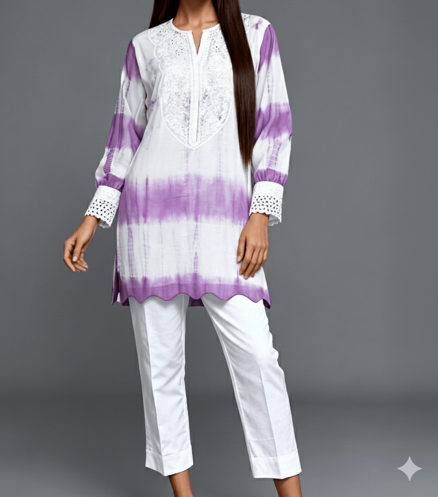 Lavender Tie-Dye Kurta Set