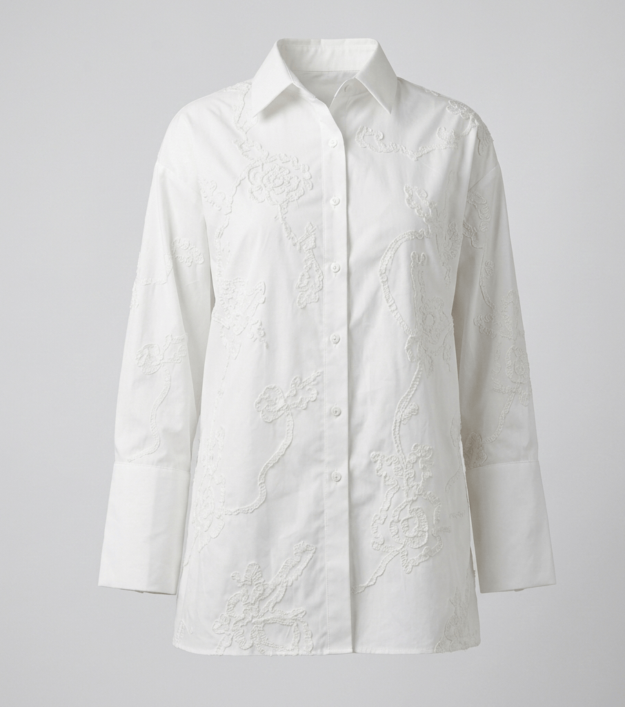 Embroidered White Cotton Shirt