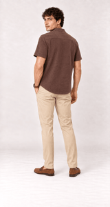 Men's 100% cotton mini-waffle camp shirt