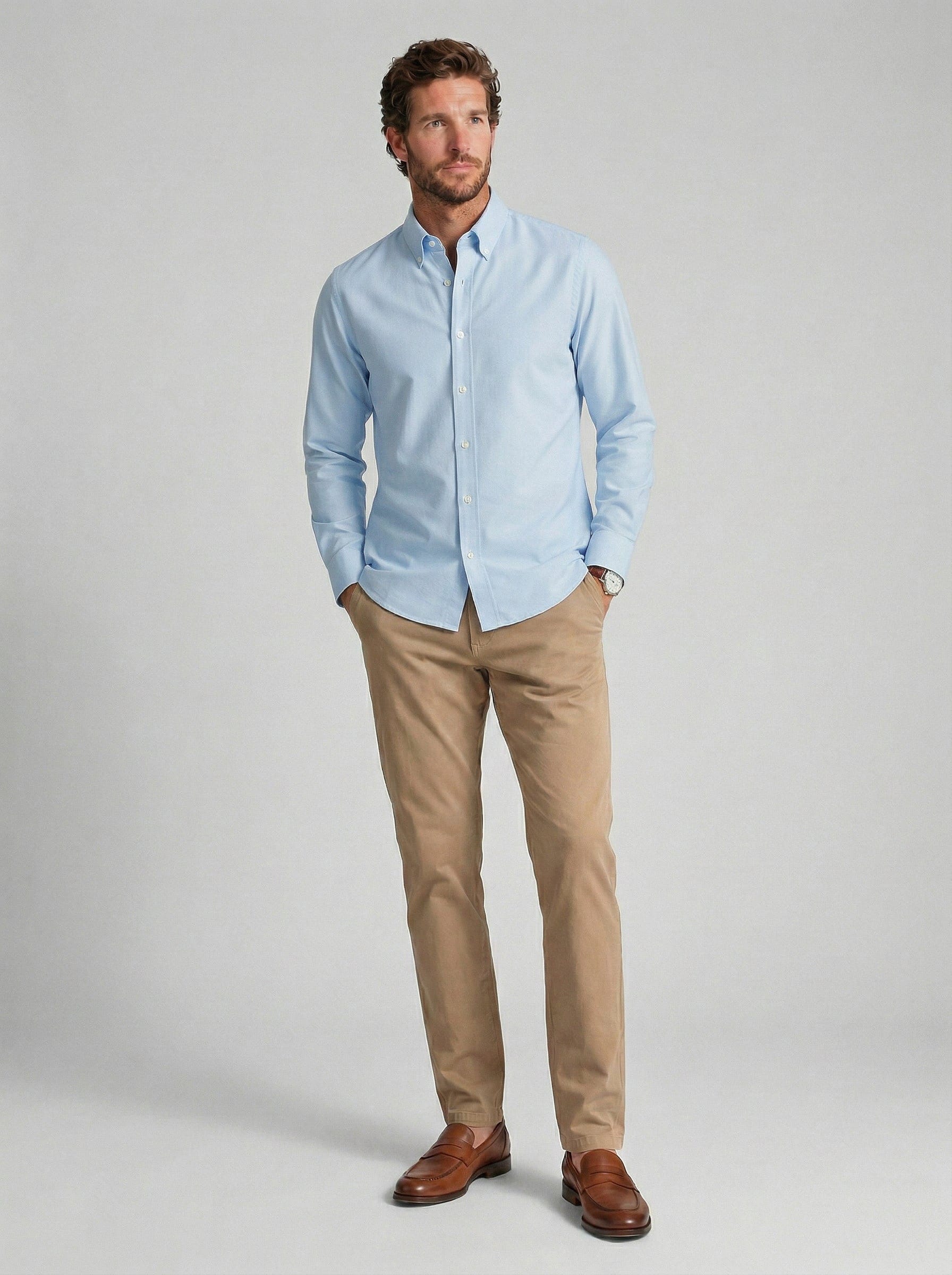 Blue Cotton Button Down Shirt