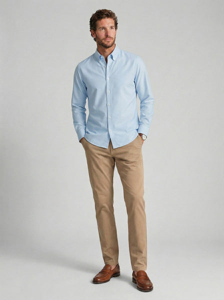 Blue Cotton Button Down Shirt