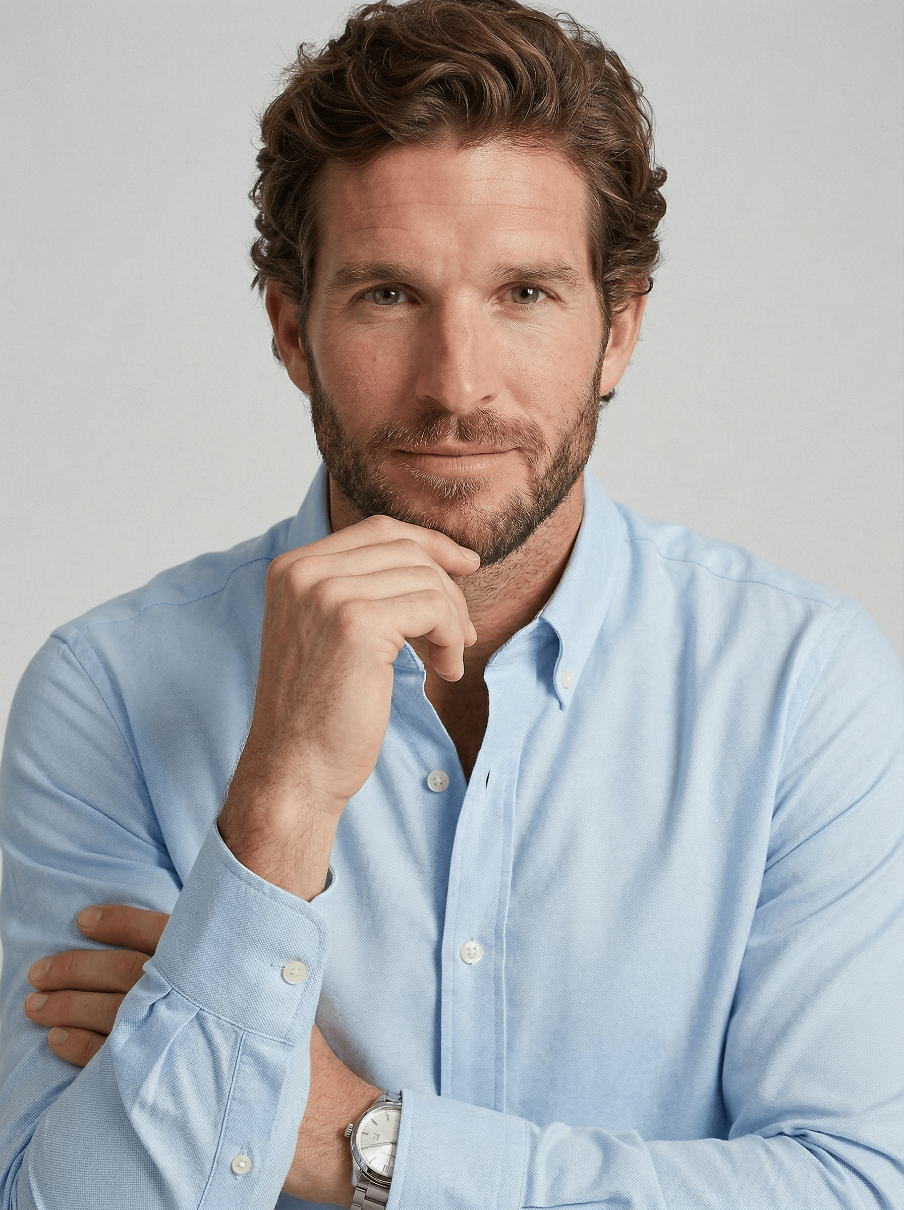 Blue Cotton Button Down Shirt