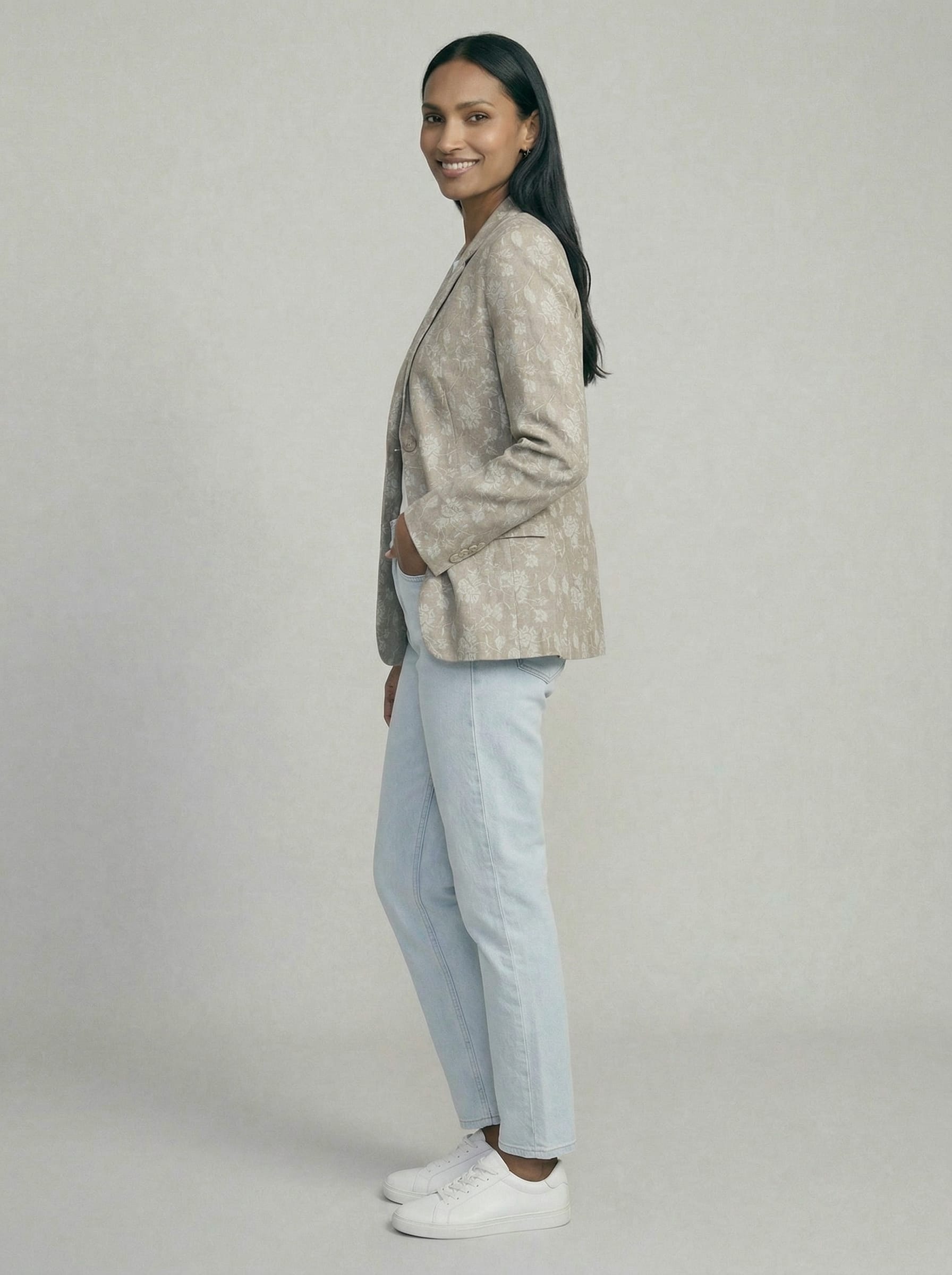 Embroidered Linen Blazer