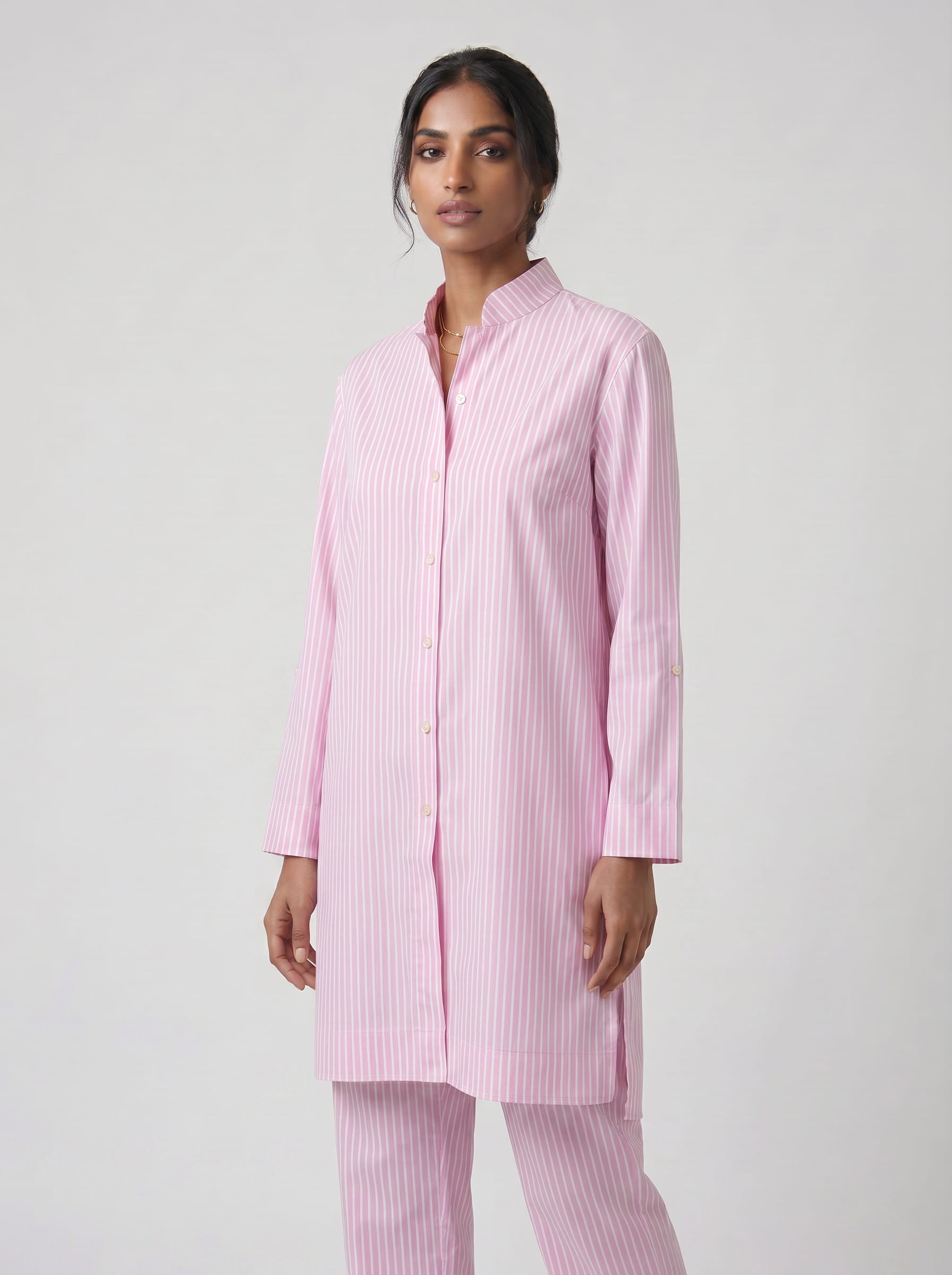 Soft Pink Striped Kurta Set