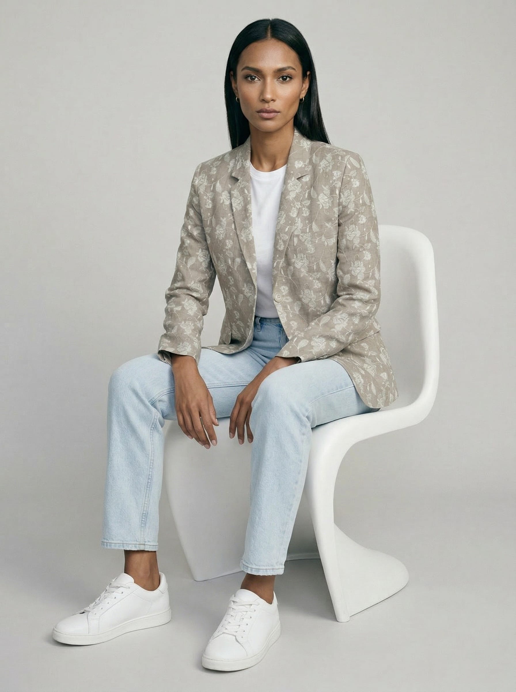 Embroidered Linen Blazer