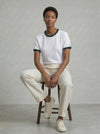 White & Green Ringer Tee