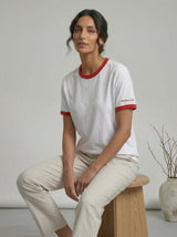 White & Red Ringer Tee