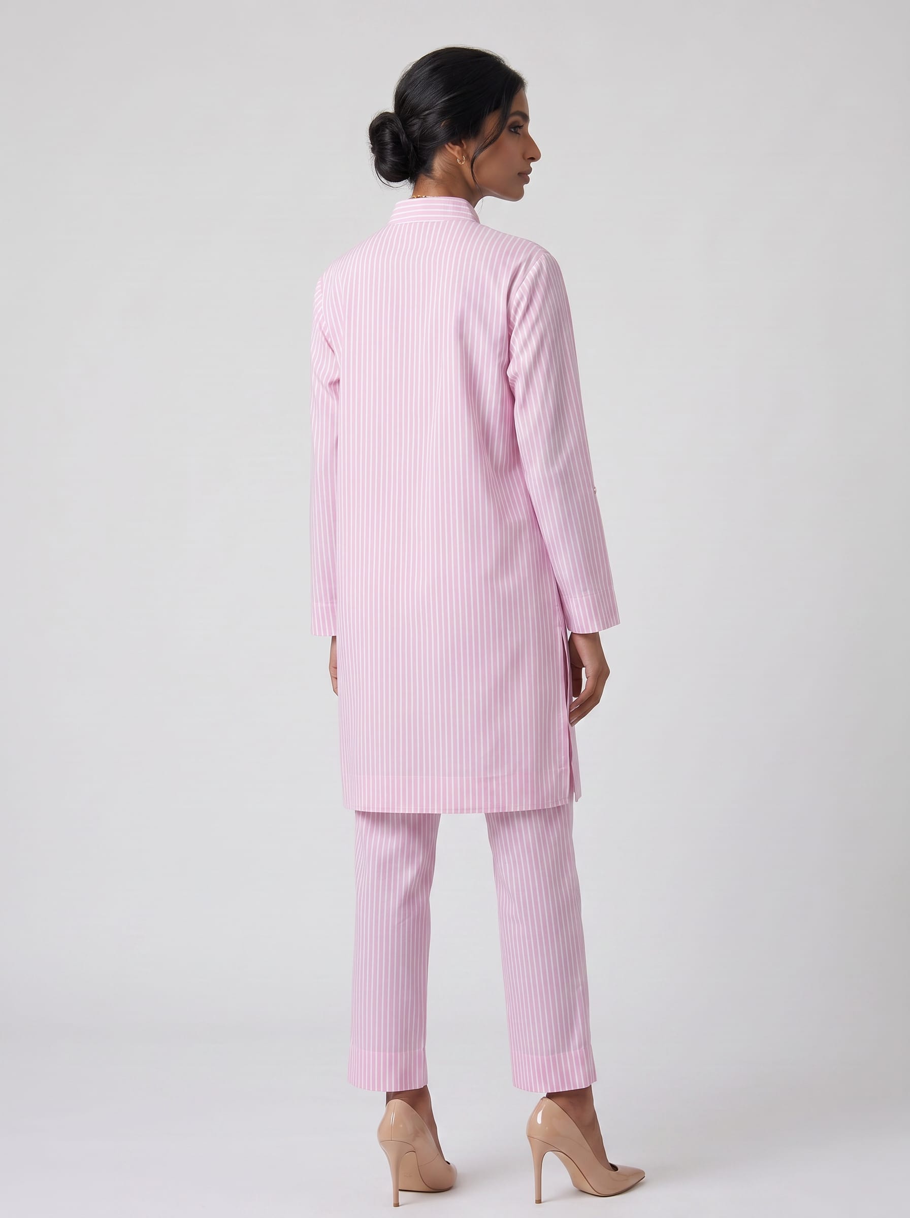 Soft Pink Striped Kurta Set