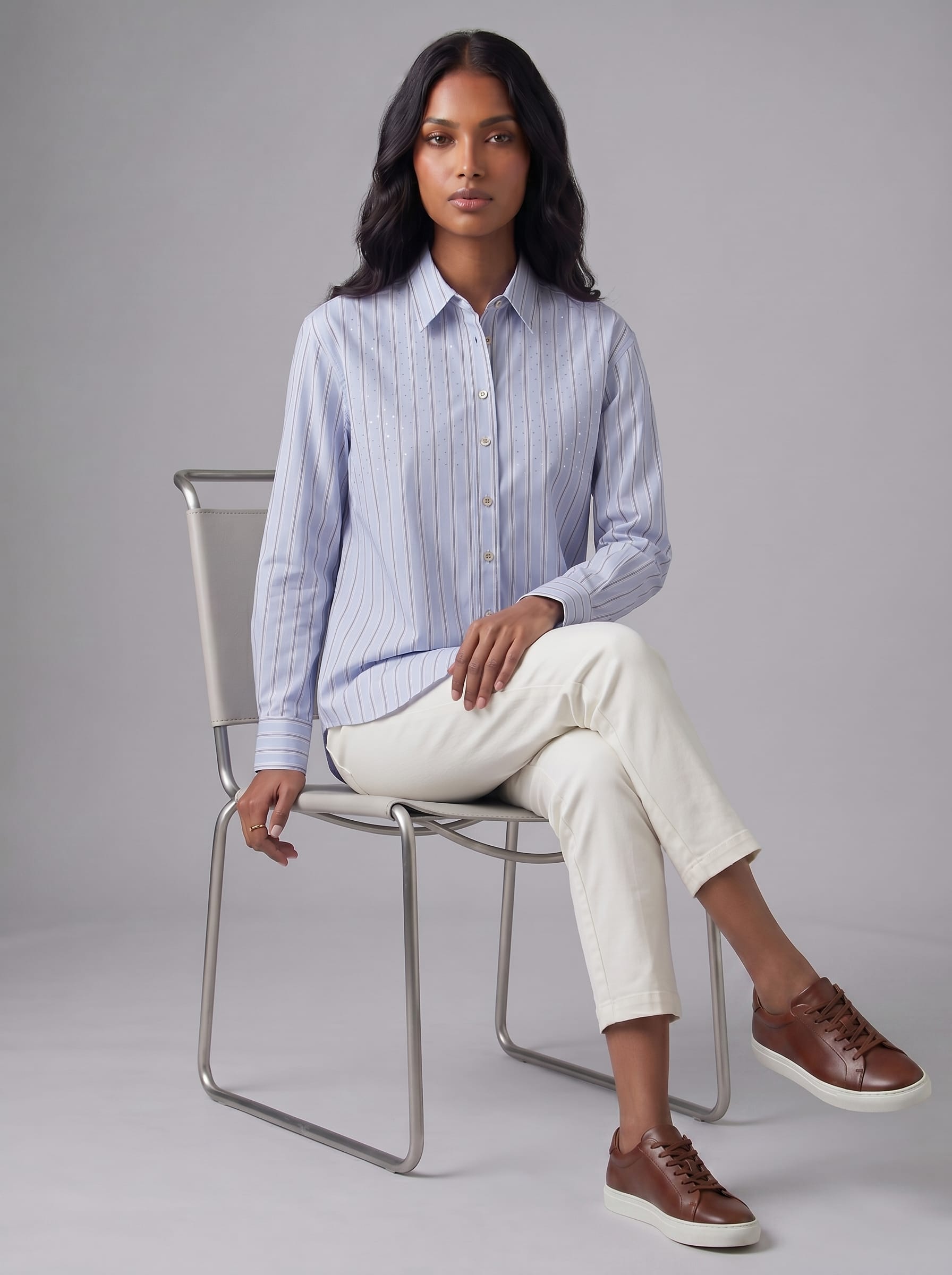 Crystal-Striped Blue Shirt