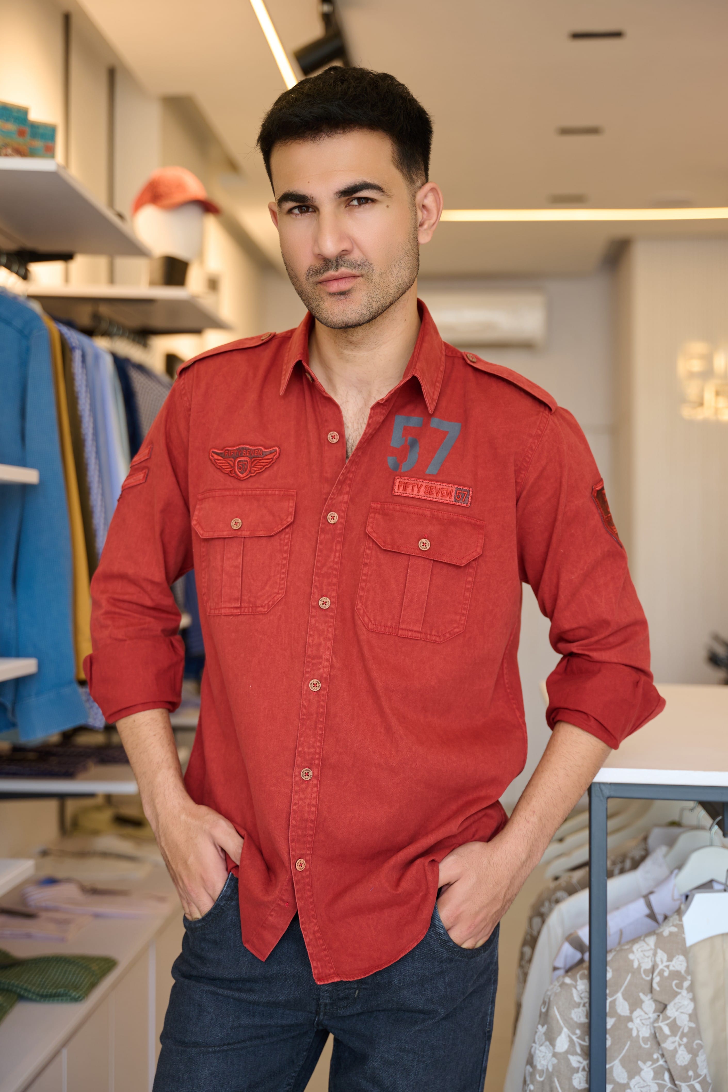 57brand Aviator Blood-Red Twill Shirt