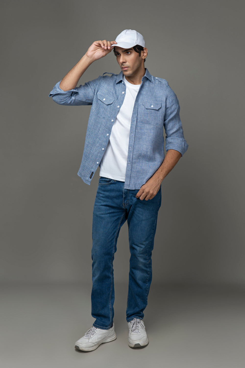 Cotton Waffle Military Style Shirt