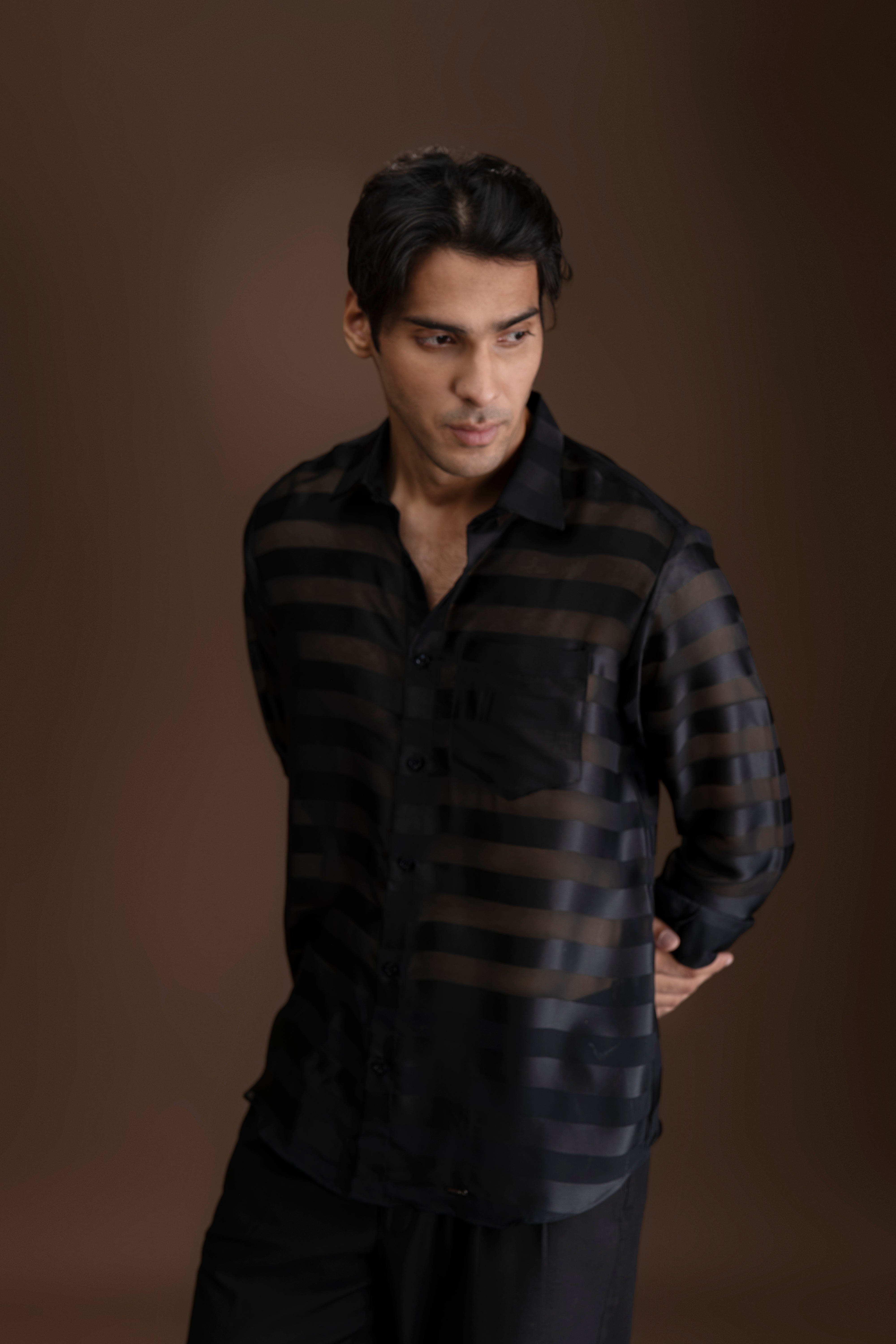 Fancy Black Striped Shirt