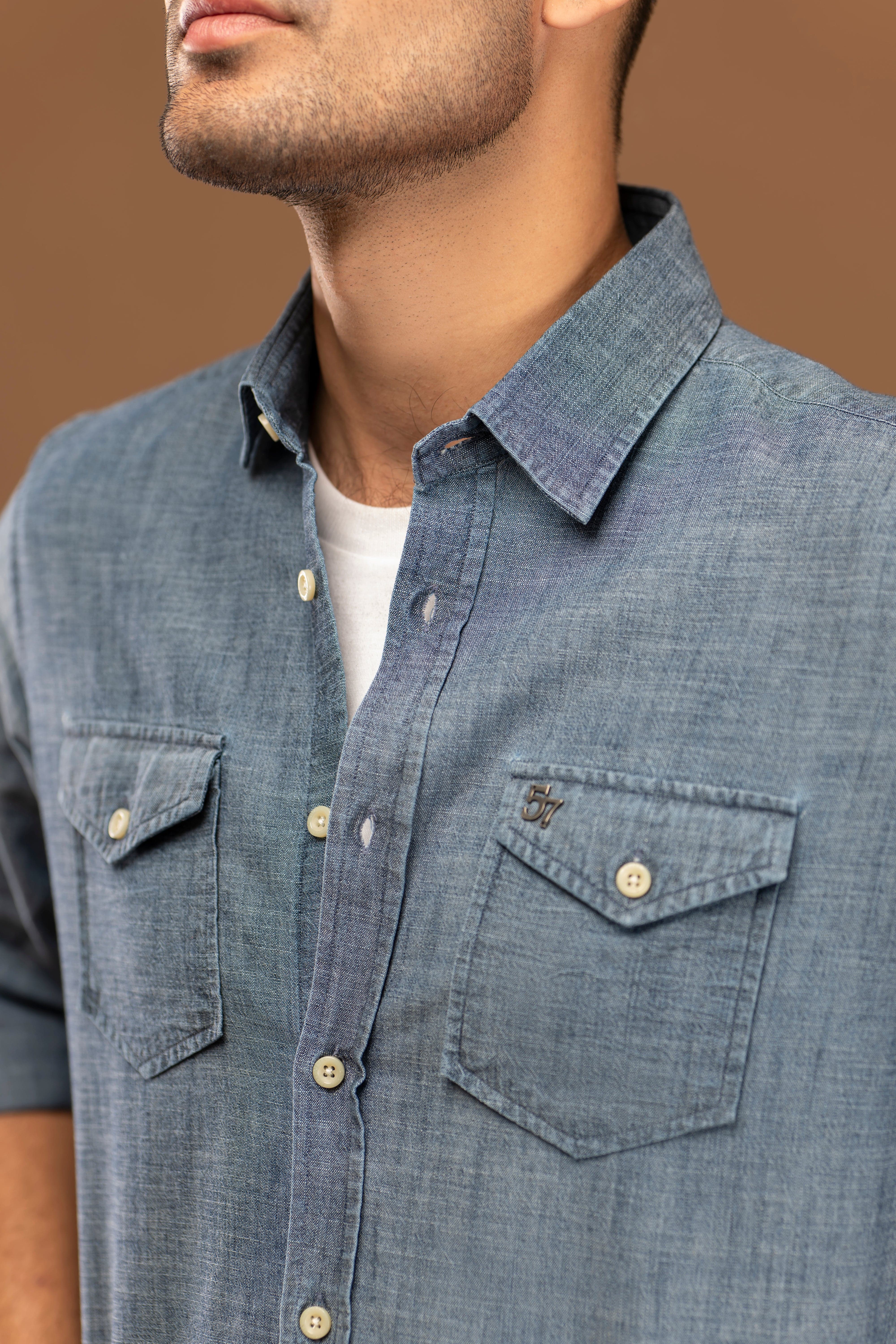 Yarn Dye Crosshatch Cotton Shirt