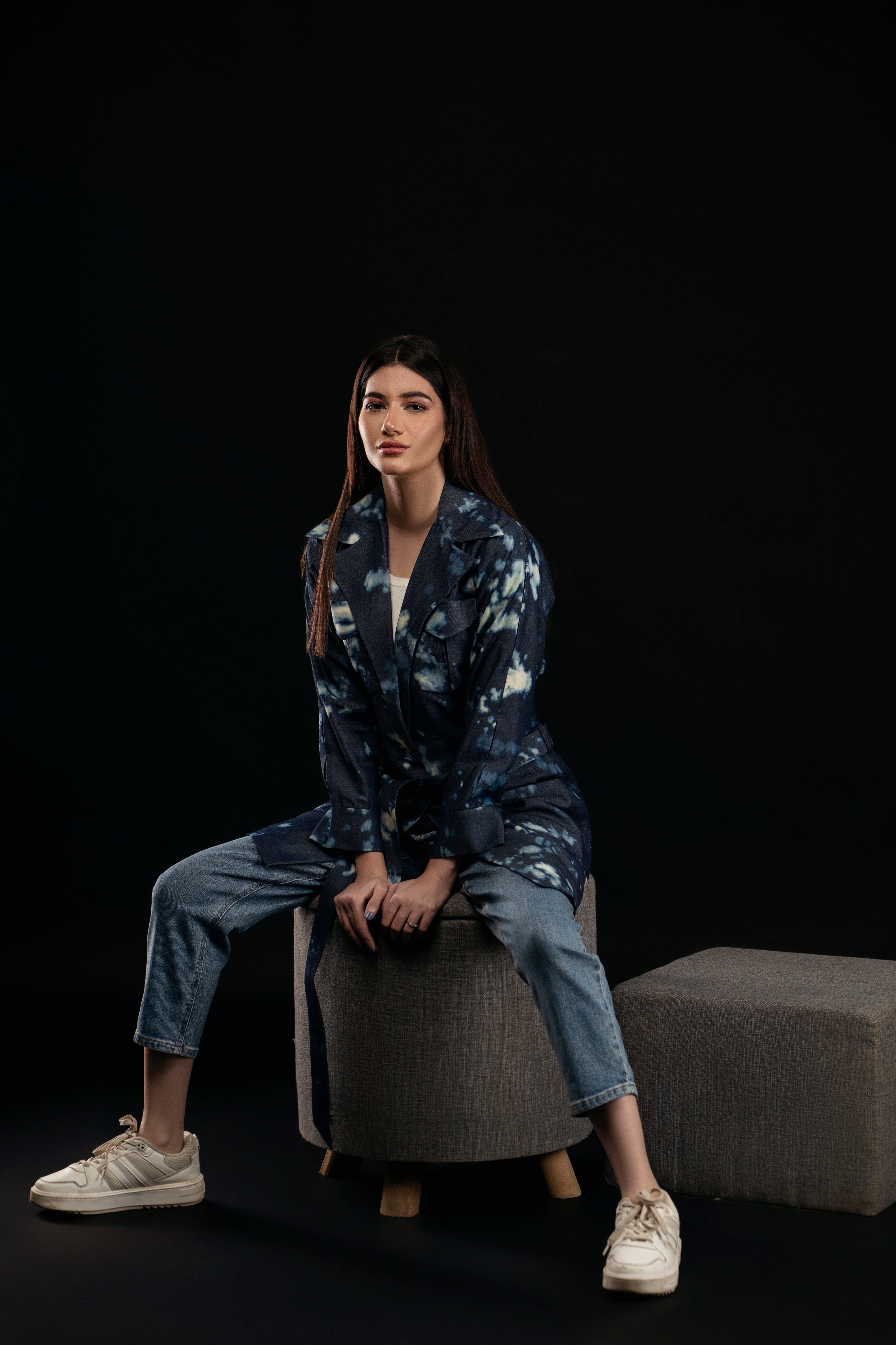 Tie/dye Denim Overcoat