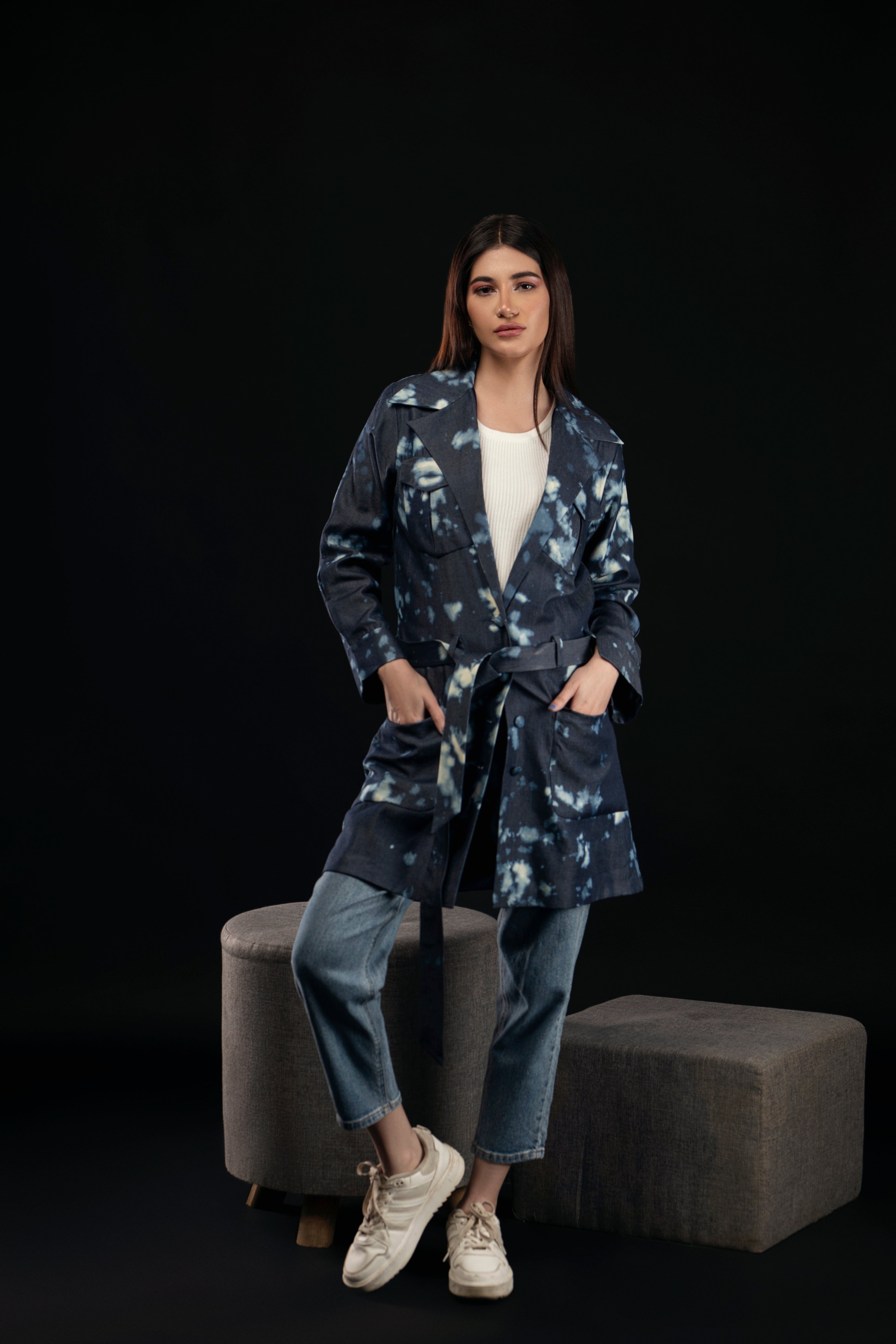 Tie/dye Denim Overcoat