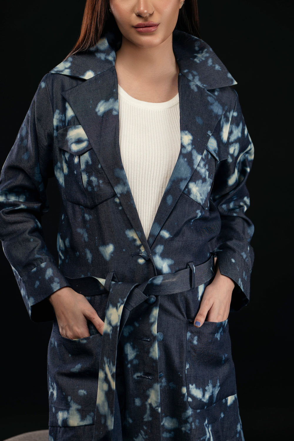 Tie/dye Denim Overcoat